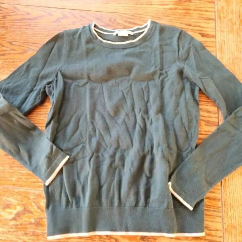 Boden green&pink trim lightweight sweater sz Small